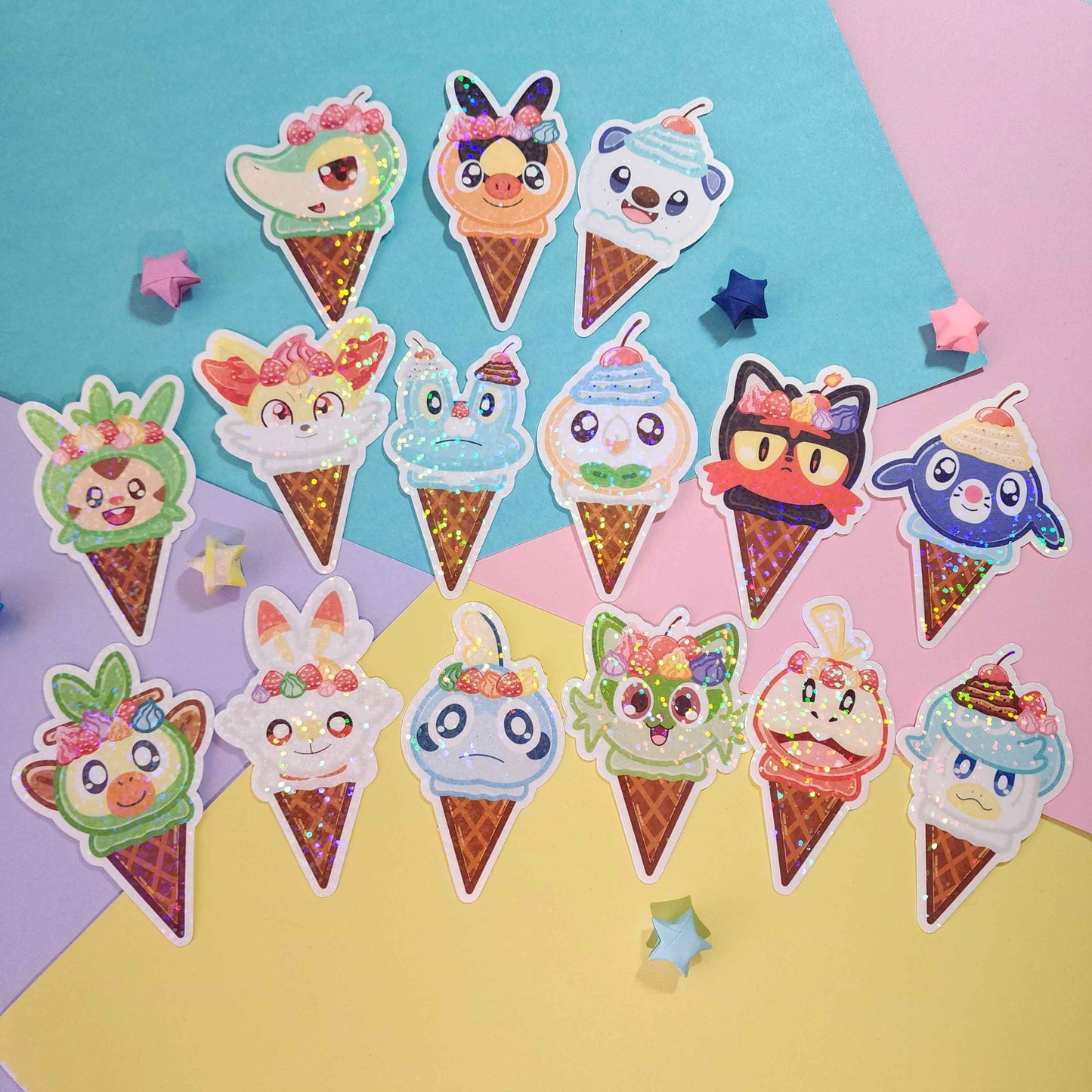 Generation 5-9 Starter Ice Cream Stickers