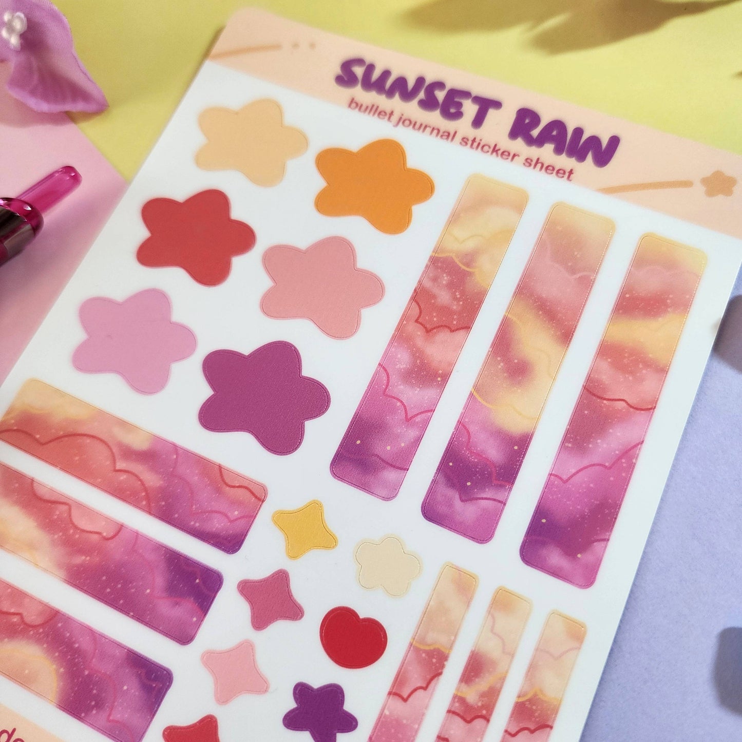 Sunset Rain Bullet Journal Sticker Sheet