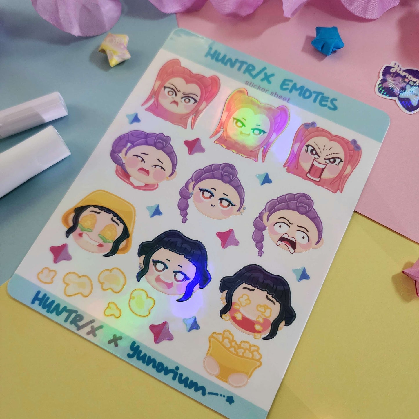 Huntrix Emotes Sticker Sheet | Kpop Demon Hunters