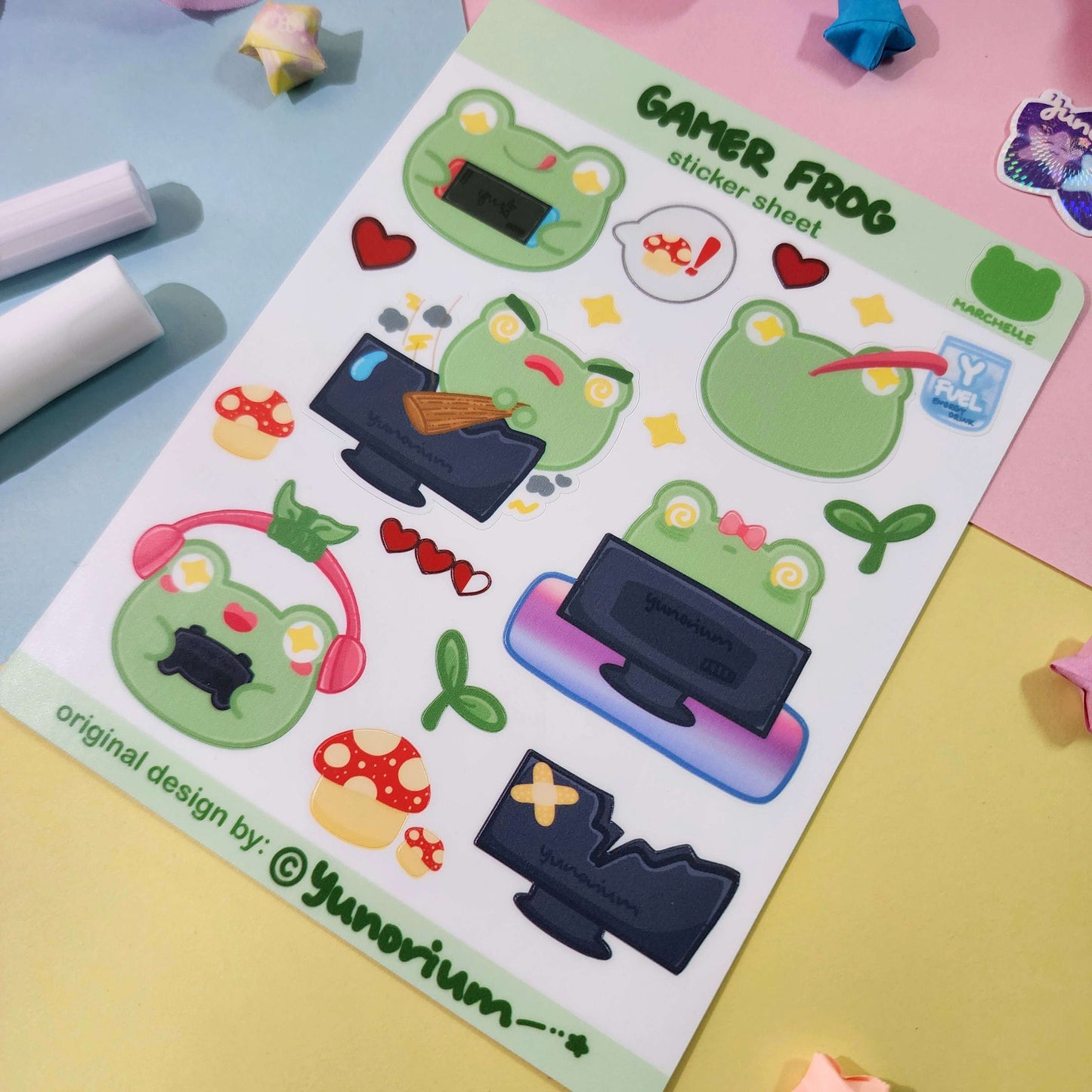 Gamer Frog Marchelle Sticker Sheet | Earthian Friends