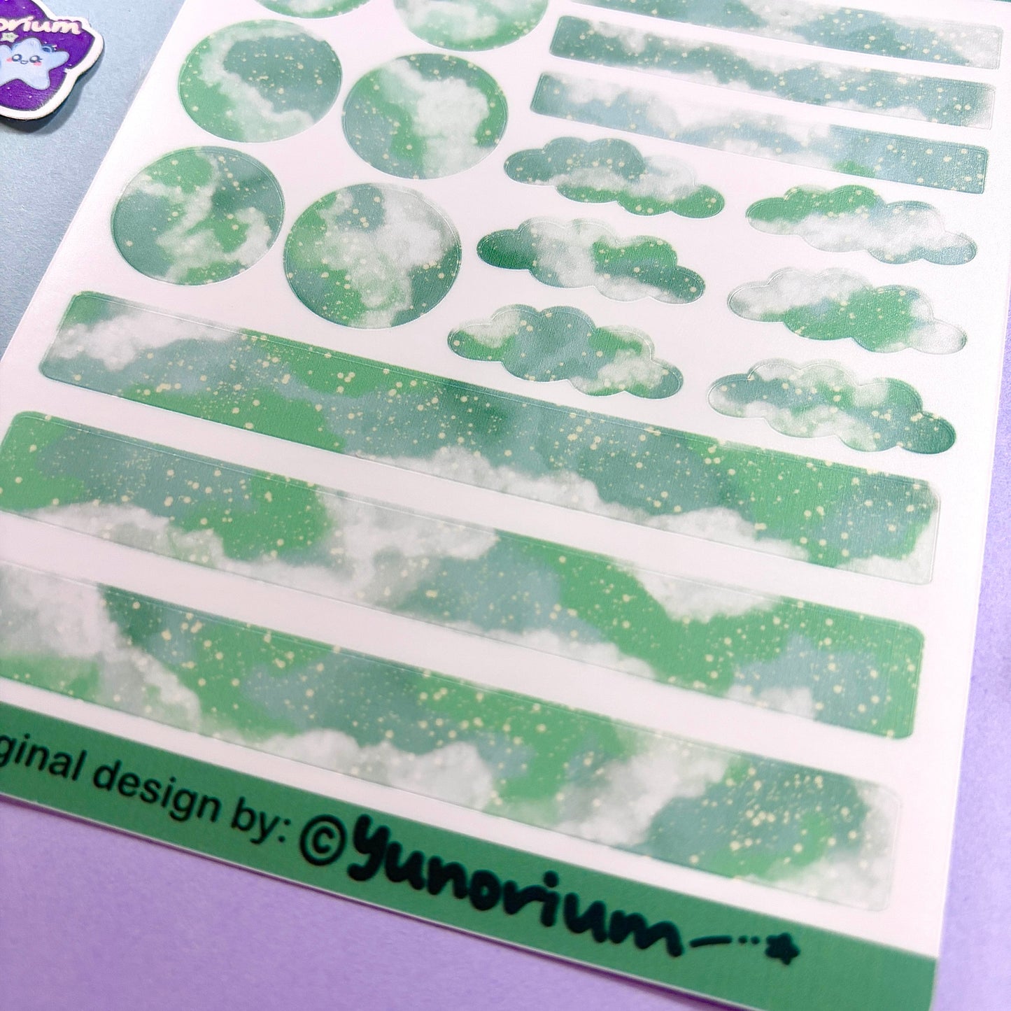 Seafoam Nebula Bullet Journal Sticker Sheet