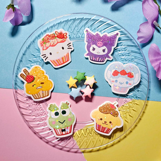 Mini Fruit Character Cupcake Sticker Pack (Day)