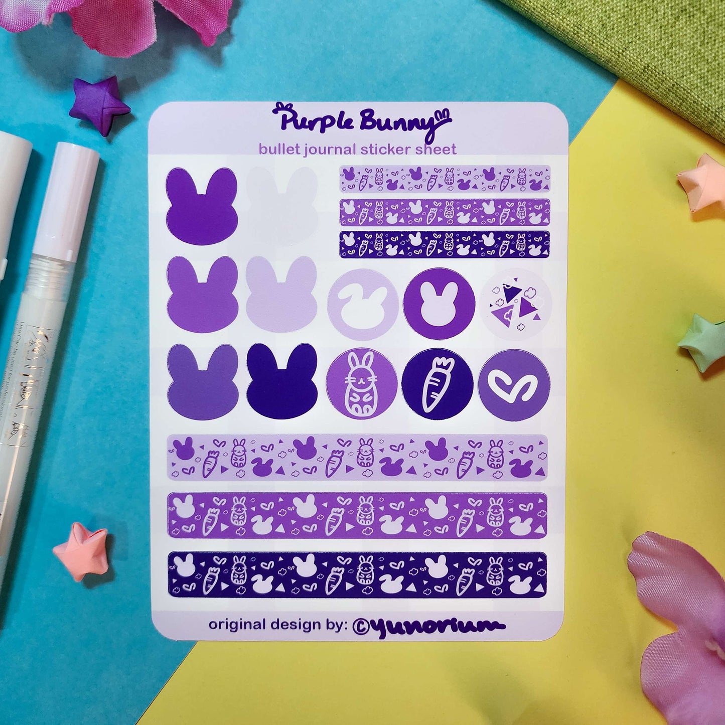 Purple Bunny Bullet Journal Sticker Sheet