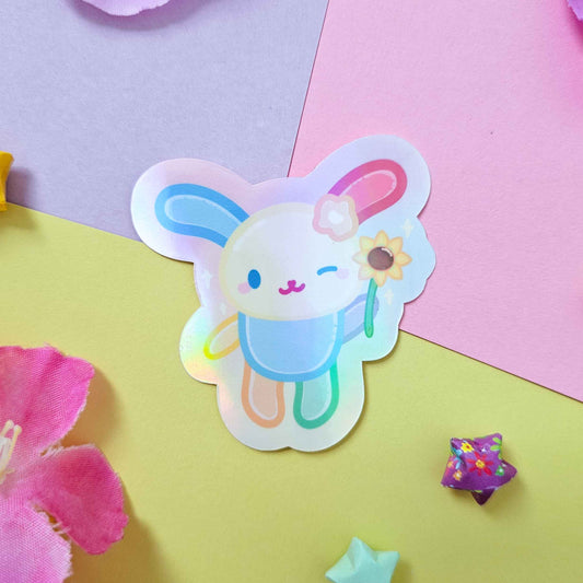 Colorful Flower Bunny Sticker