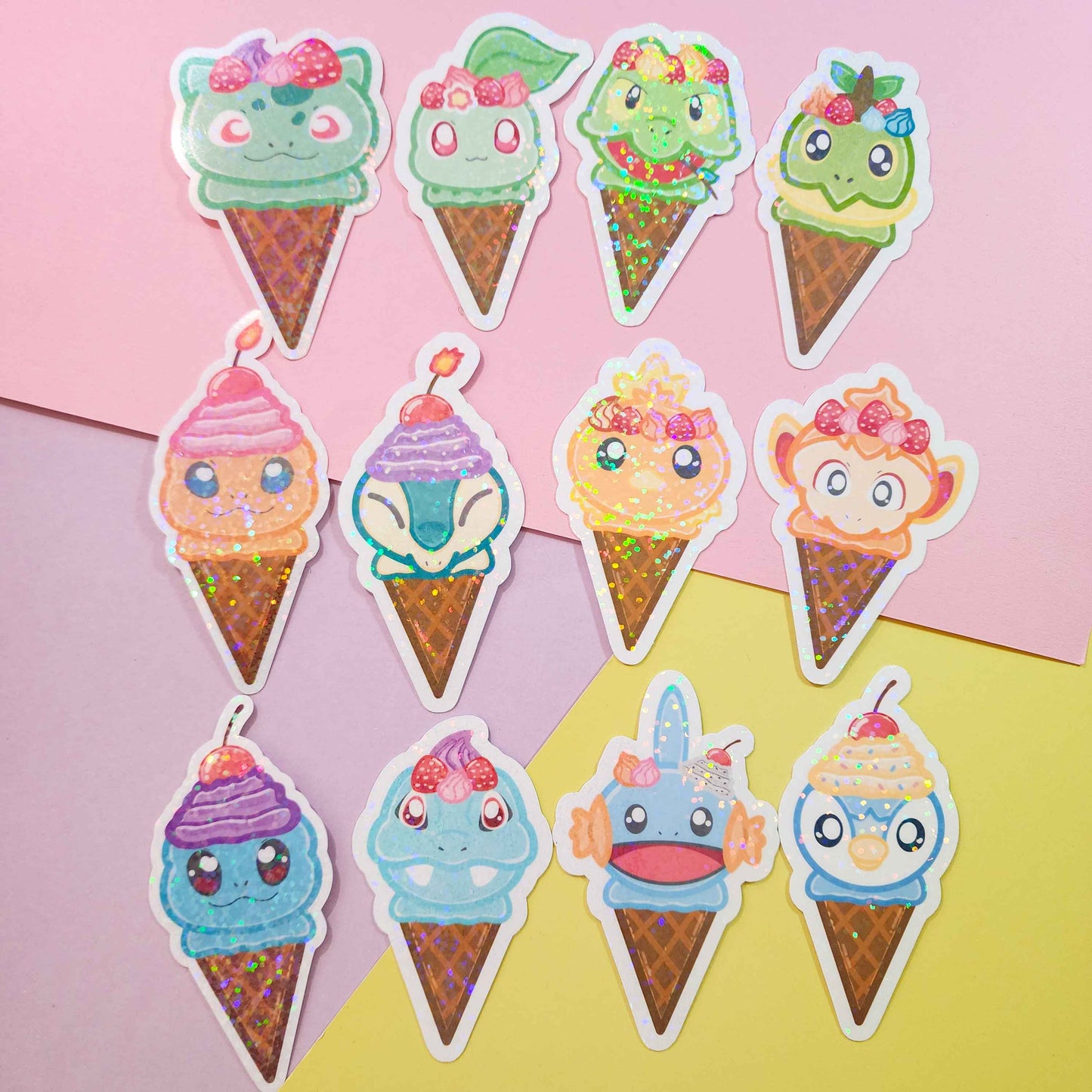 Generation 1-4 Starter Ice Cream Stickers