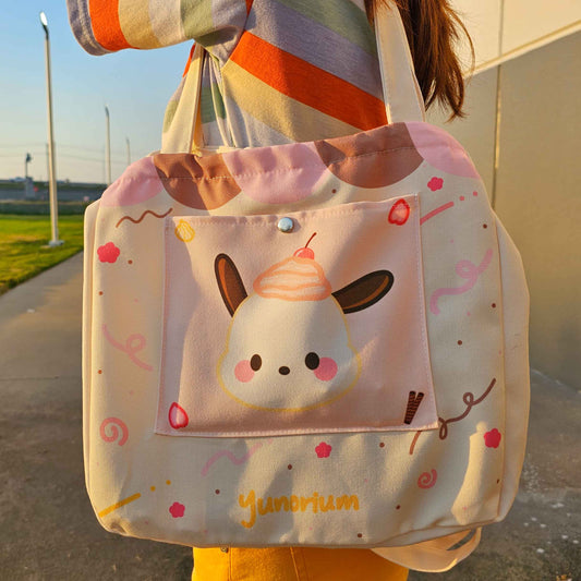 Puppy Crepe Tote Bag