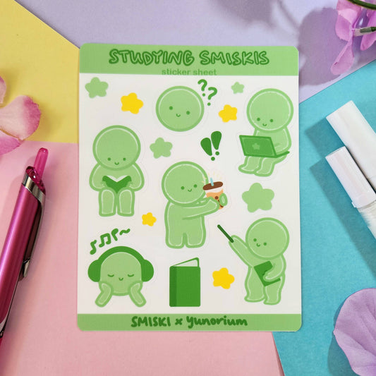 Studying Smiskis Sticker Sheet