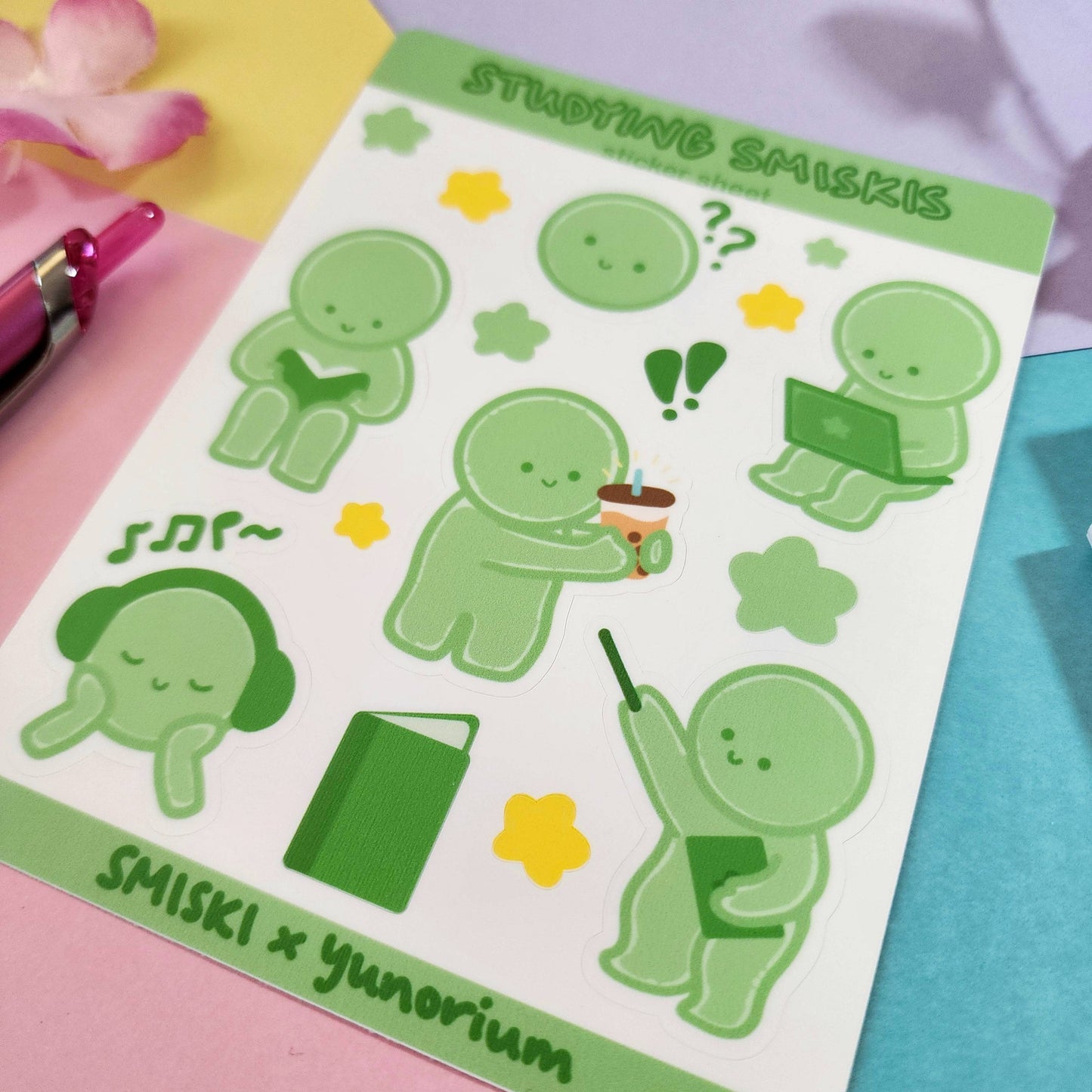 Studying Smiskis Sticker Sheet