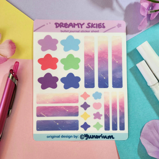 Dreamy Skies Bullet Journal Sticker Sheet