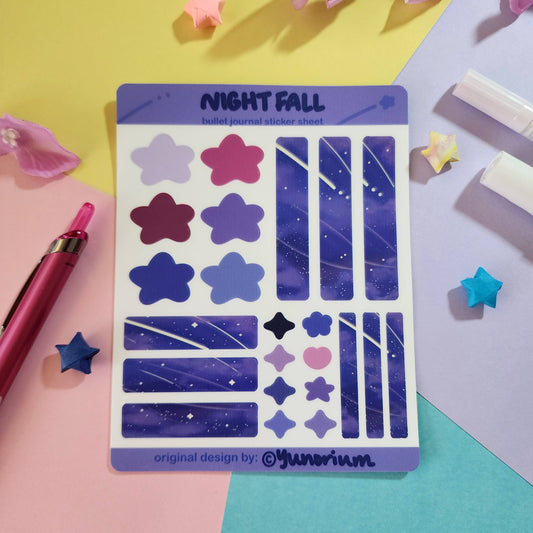 Night Fall Bullet Journal Sticker Sheet