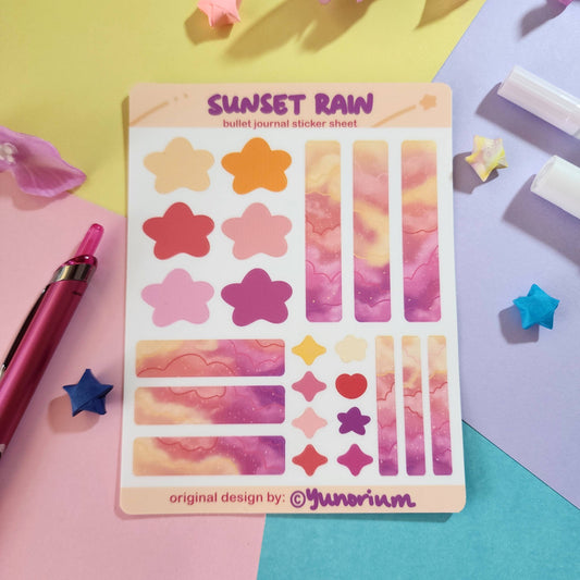 Sunset Rain Bullet Journal Sticker Sheet