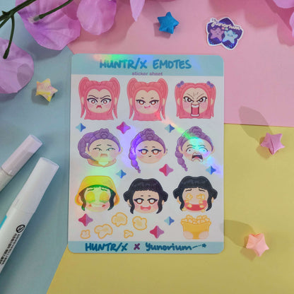 Huntrix Emotes Sticker Sheet | Kpop Demon Hunters
