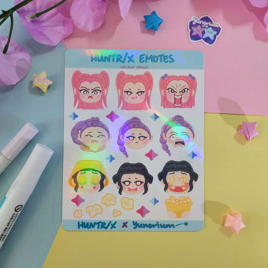 Huntrix Emotes Sticker Sheet | Kpop Demon Hunters