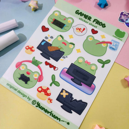Gamer Frog Marchelle Sticker Sheet | Earthian Friends
