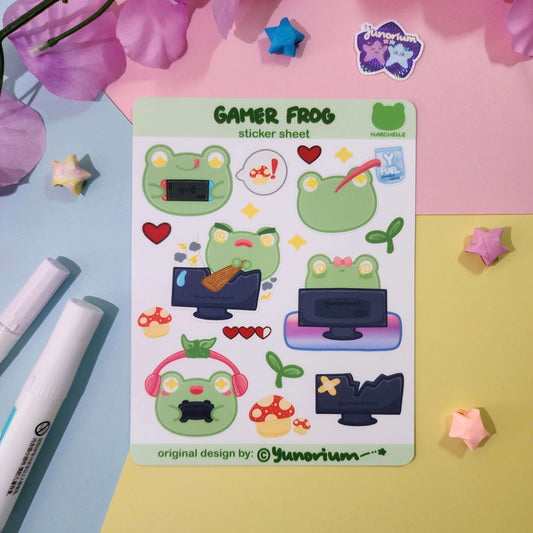 Gamer Frog Marchelle Sticker Sheet | Earthian Friends
