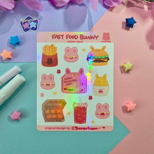 Fast Food Bunny Muncheol Sticker Sheet | Earthian Friends