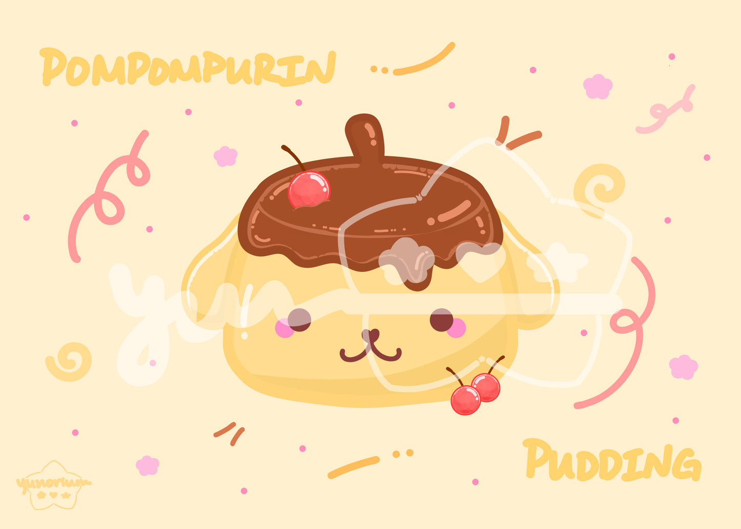 Yellow Puppy Pudding Print | Cute Character Dessert Series