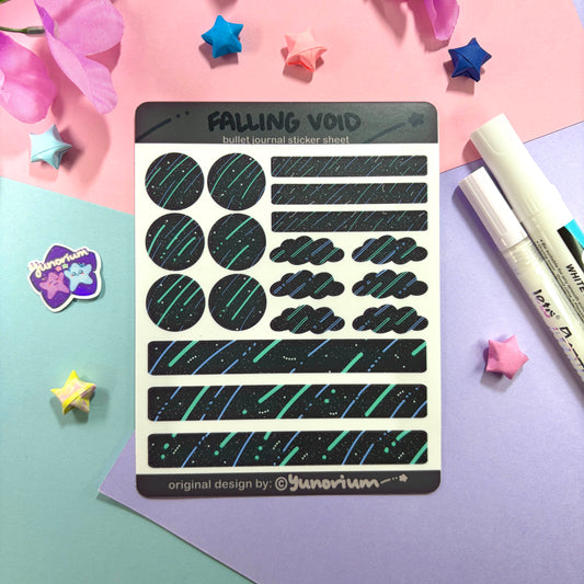 Falling Void Bullet Journal Sticker Sheet