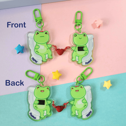 Peepee Poopoo Frog Keychains | Magnetic Pair Keychains