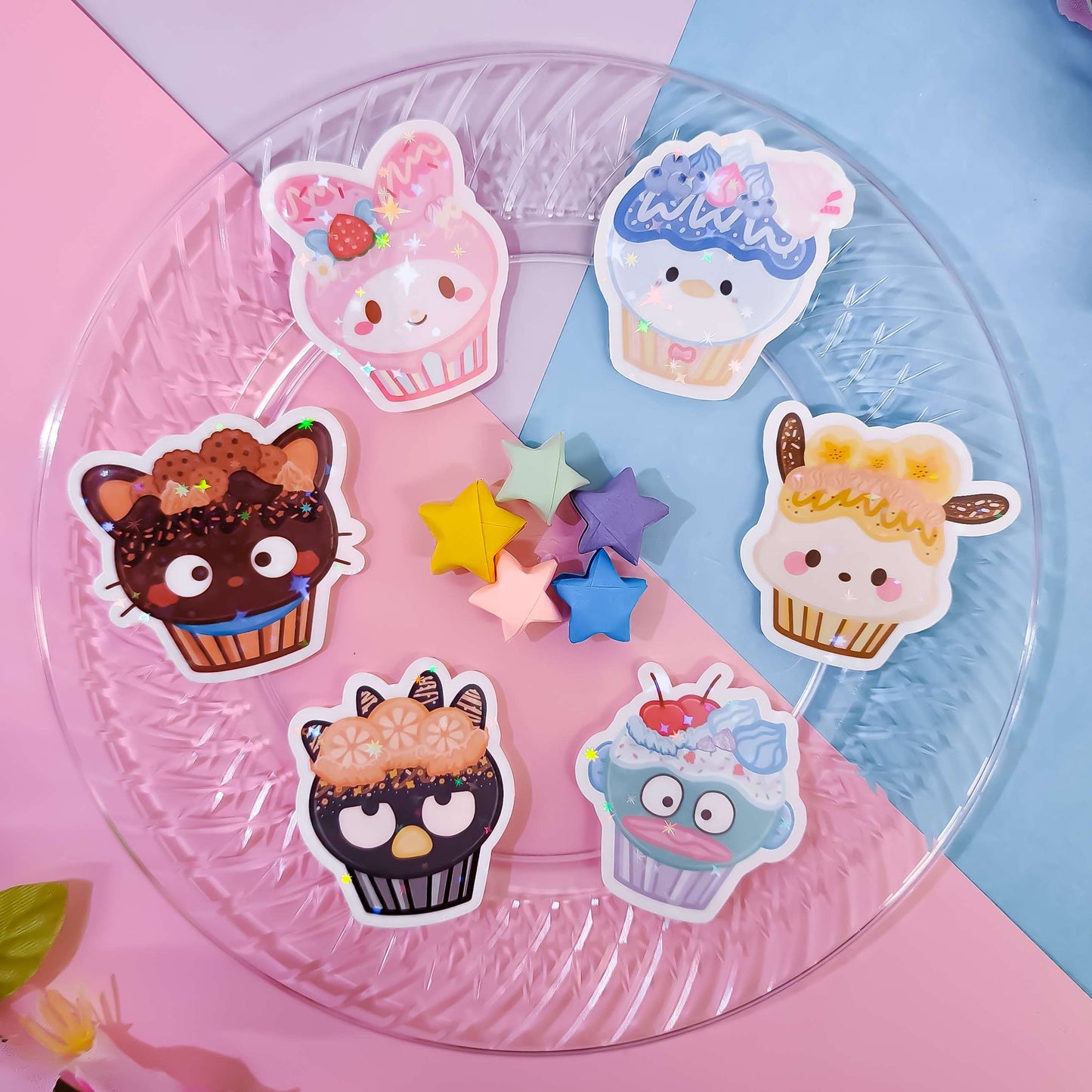 Mini Fruit Character Cupcake Sticker Pack (Night)